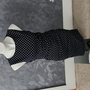 Sara Campbell Navy Blue White Dot Design Dress Sz 2
